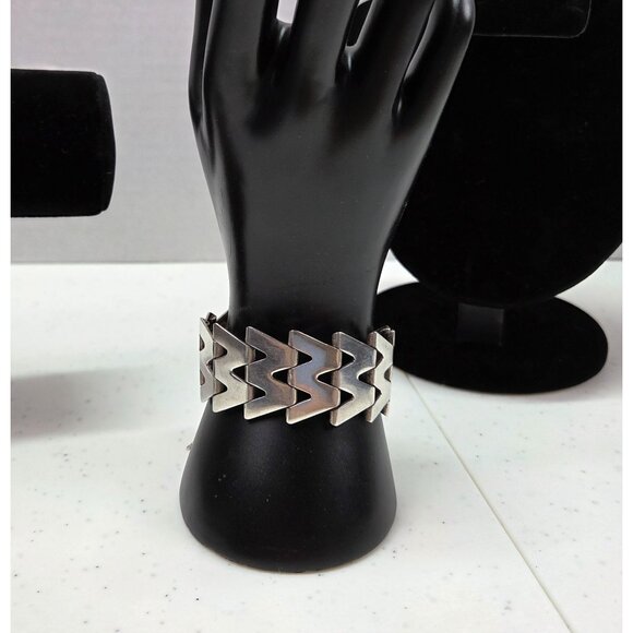 Vintage 925 Sterling Silver Link Bracelet Haglund Studio Sweden Safety Chain 52g - Picture 4 of 12